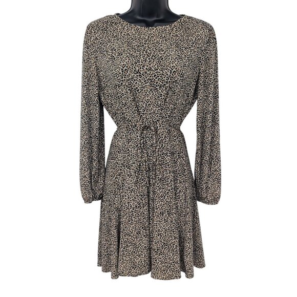 Banana Republic Mini Dress Women Size M Animal Print Belted Skater Twee Office - Picture 1 of 8